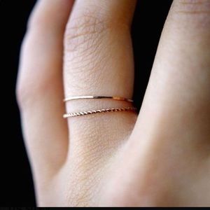 2 pcs/set Thin slim Gold plated stacking rings